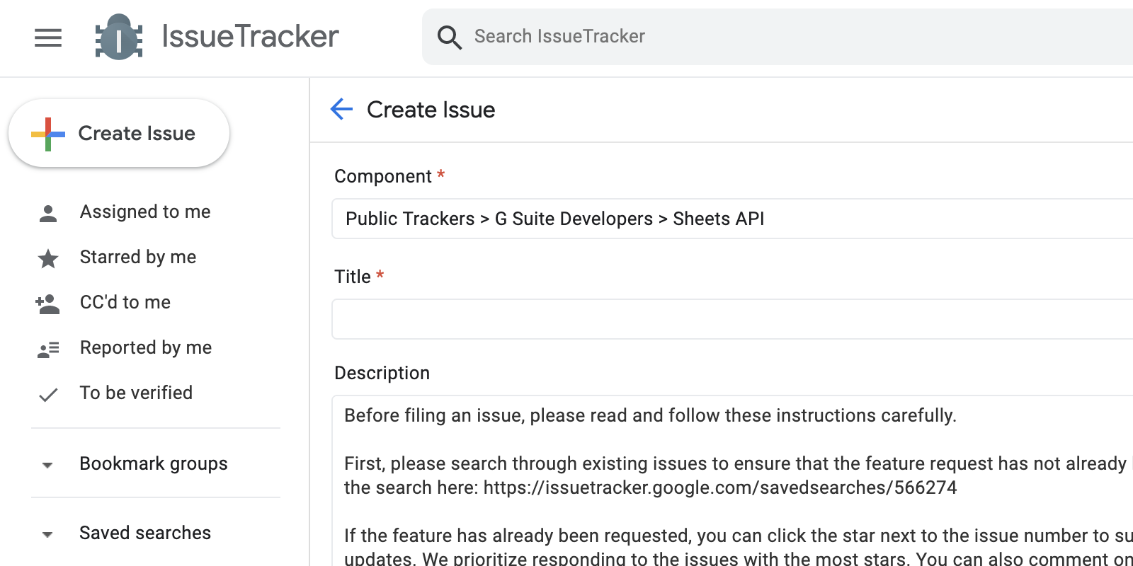 IssueTracker, Create Issue.