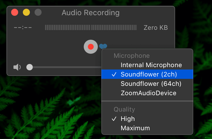 Select audio output for QuickTime test
